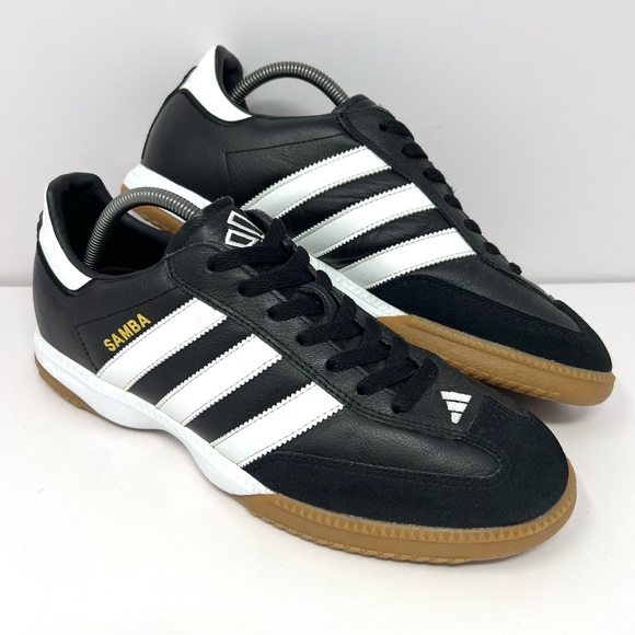 Adidas Men’s Samba Millennium Indoor Soccer Shoe Sz 10 Black White 088559 EUC - Picture 1 of 8